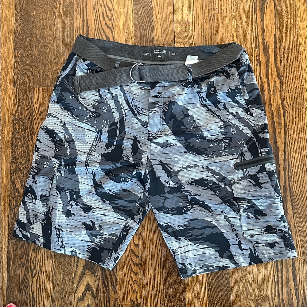 Quiksilver Amphibian Shorts in Black and Gray Camo